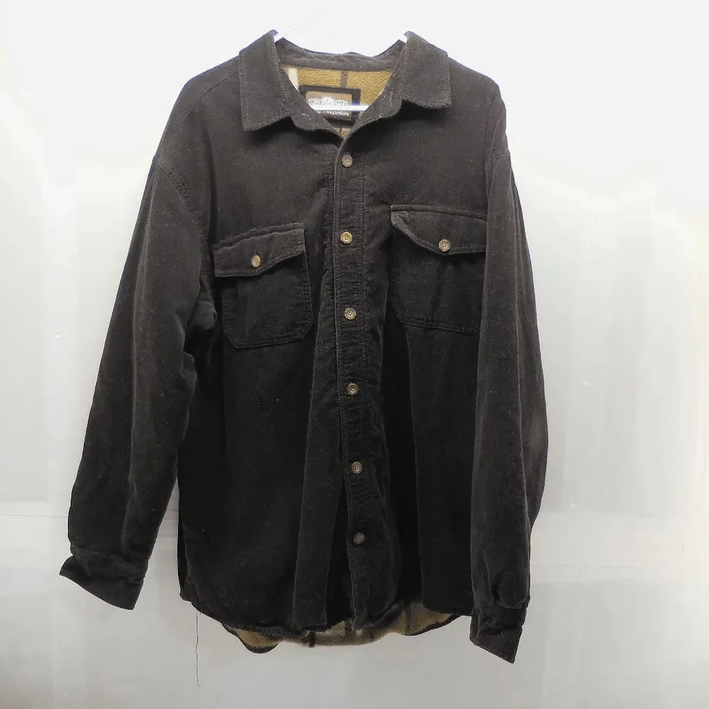 Levis Mens L Corduroy Jacket Sherpa Lined Plaid Shacket Chore Coat EUC - Picture 1 of 9